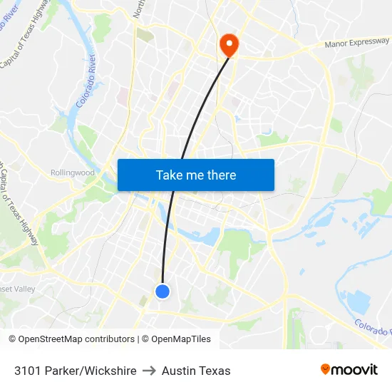 3101 Parker/Wickshire to Austin Texas map