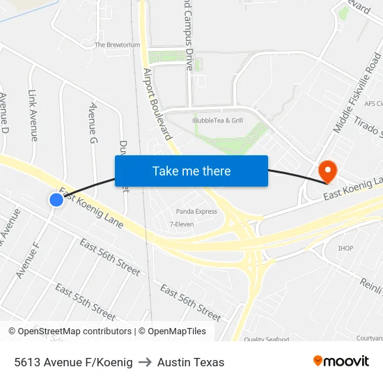 5613 Avenue F/Koenig to Austin Texas map