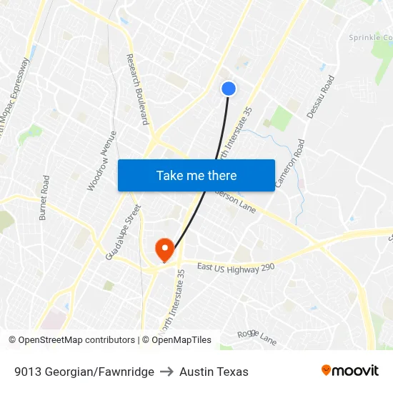 9013 Georgian/Fawnridge to Austin Texas map