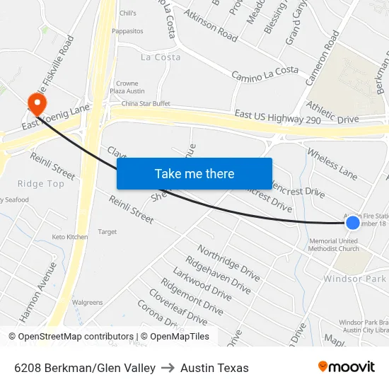 6208 Berkman/Glen Valley to Austin Texas map