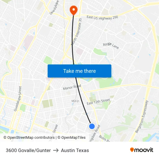 3600 Govalle/Gunter to Austin Texas map