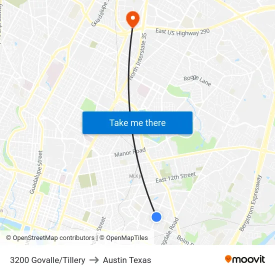 3200 Govalle/Tillery to Austin Texas map