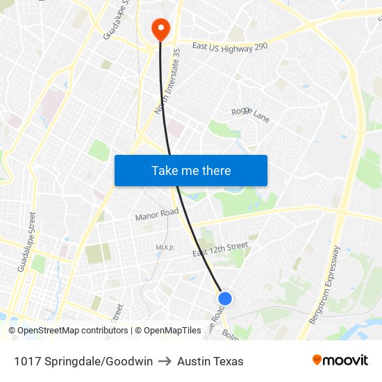 1017 Springdale/Goodwin to Austin Texas map