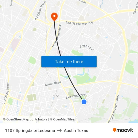 1107 Springdale/Ledesma to Austin Texas map
