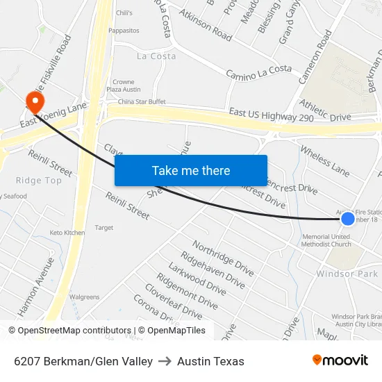 6207 Berkman/Glen Valley to Austin Texas map