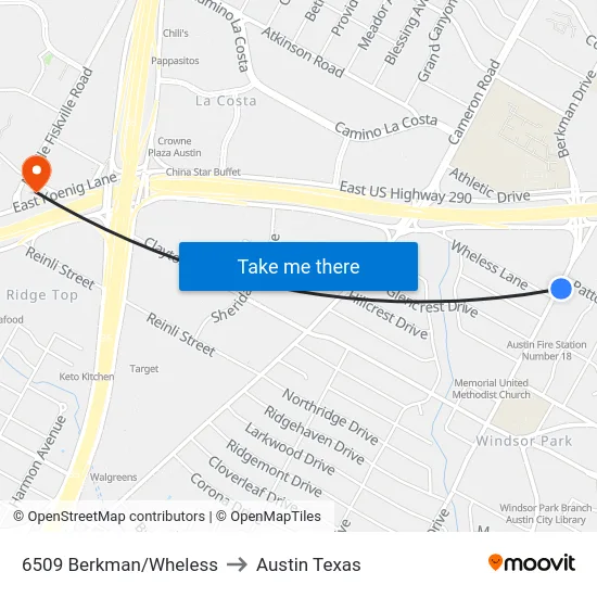 6509 Berkman/Wheless to Austin Texas map