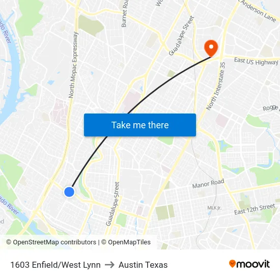 1603 Enfield/West Lynn to Austin Texas map