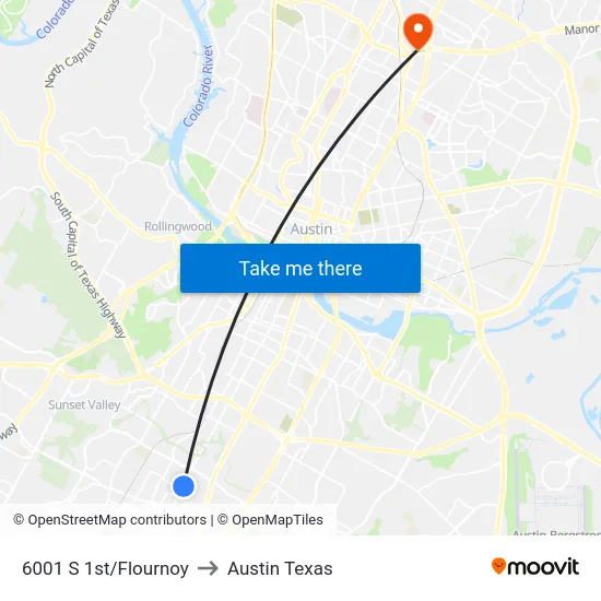 6001 S 1st/Flournoy to Austin Texas map