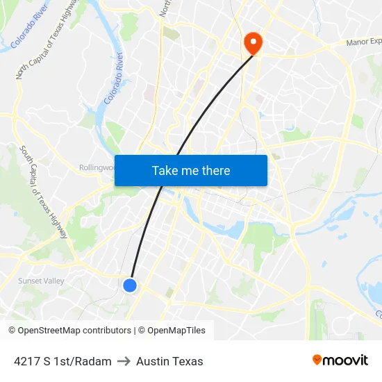 4217 S 1st/Radam to Austin Texas map