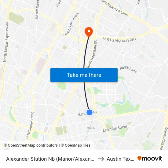 Alexander Station Nb (Manor/Alexander) to Austin Texas map
