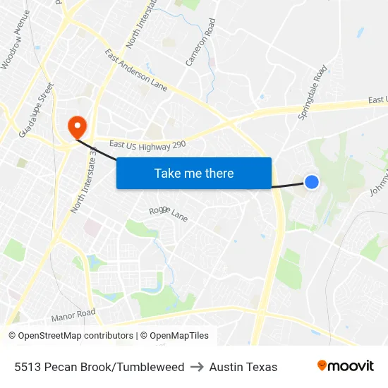 5513 Pecan Brook/Tumbleweed to Austin Texas map