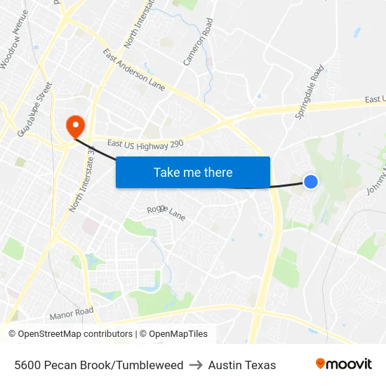 5600 Pecan Brook/Tumbleweed to Austin Texas map