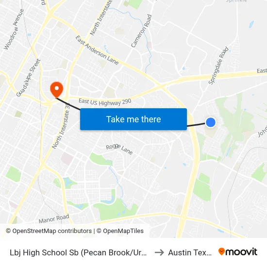 Lbj High School Sb (Pecan Brook/Uray) to Austin Texas map