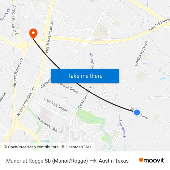 Manor at Rogge Sb (Manor/Rogge) to Austin Texas map