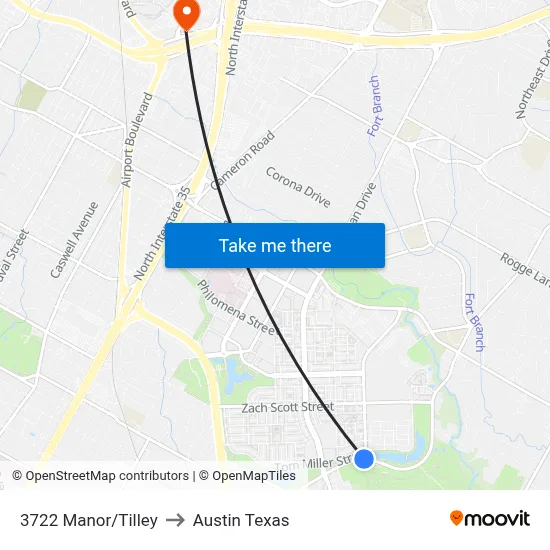 3722 Manor/Tilley to Austin Texas map