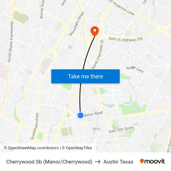 Cherrywood Sb (Manor/Cherrywood) to Austin Texas map