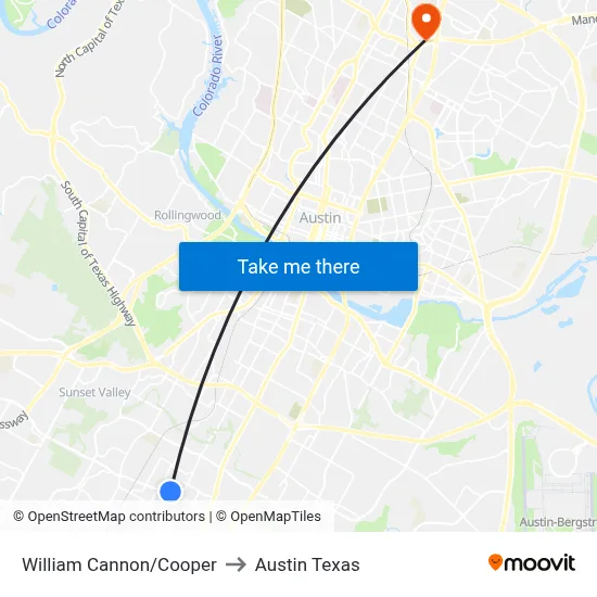 William Cannon/Cooper to Austin Texas map