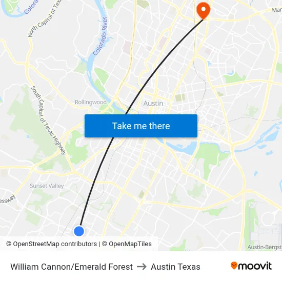 William Cannon/Emerald Forest to Austin Texas map