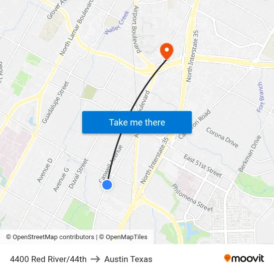 4400 Red River/44th to Austin Texas map