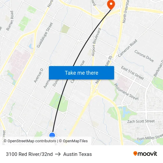 3100 Red River/32nd to Austin Texas map