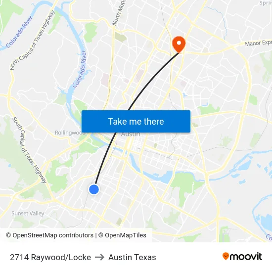 2714 Raywood/Locke to Austin Texas map