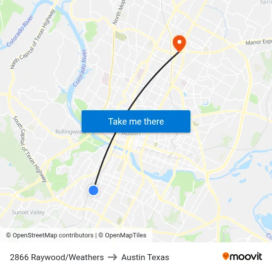 2866 Raywood/Weathers to Austin Texas map