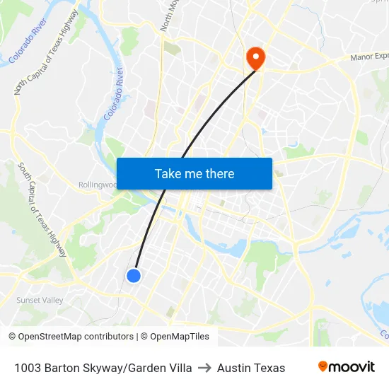 1003 Barton Skyway/Garden Villa to Austin Texas map