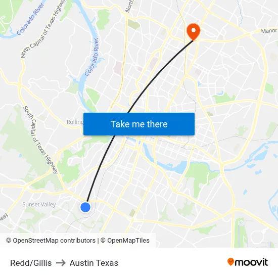 Redd/Gillis to Austin Texas map