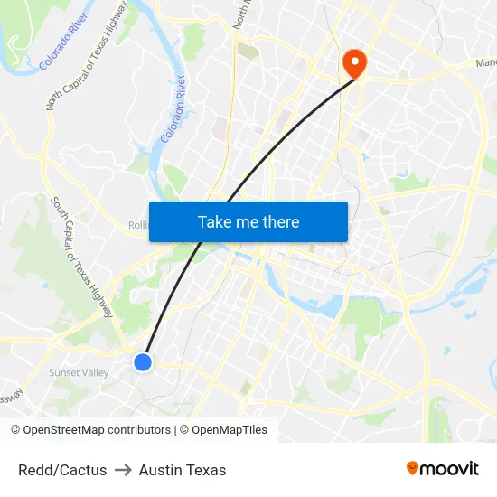 Redd/Cactus to Austin Texas map