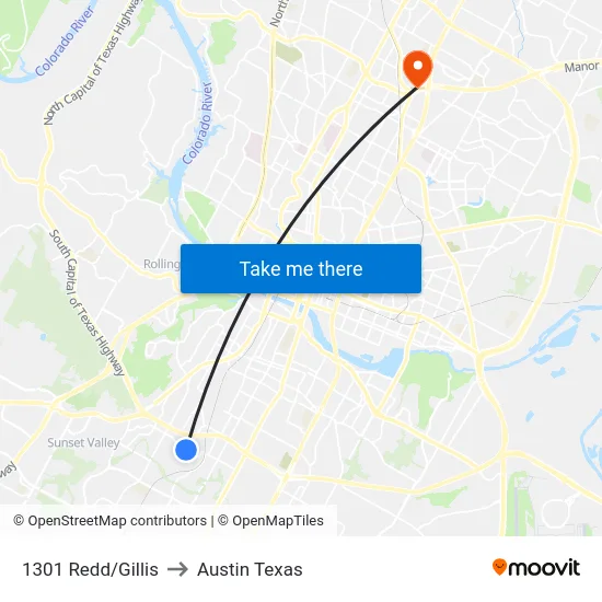 1301 Redd/Gillis to Austin Texas map