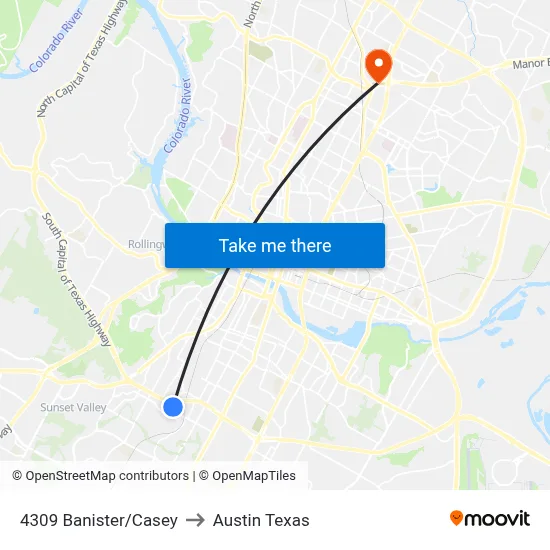 4309 Banister/Casey to Austin Texas map