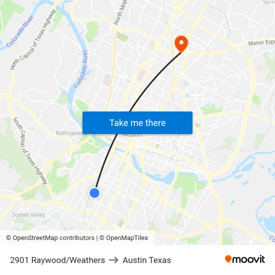 2901 Raywood/Weathers to Austin Texas map