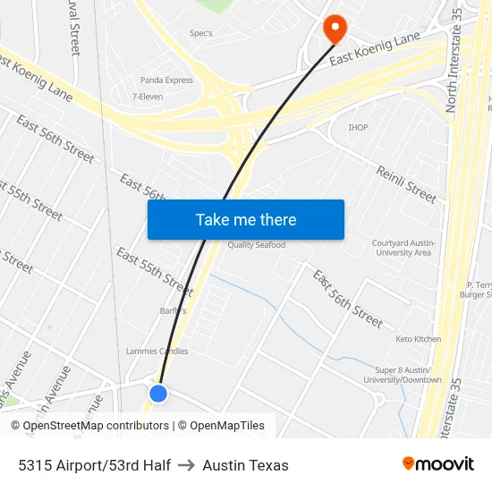 5315 Airport/53rd Half to Austin Texas map