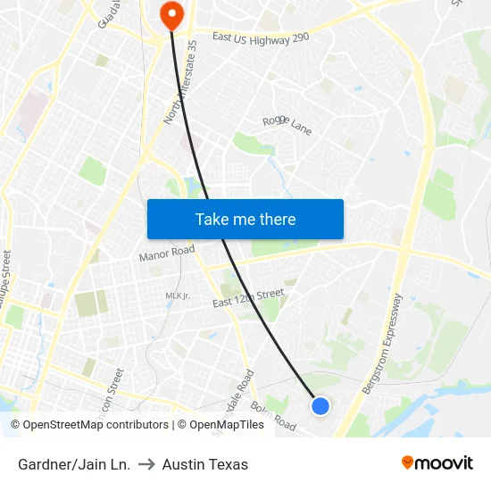 Gardner/Jain Ln. to Austin Texas map