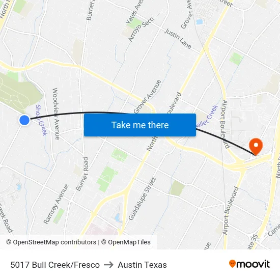 5017 Bull Creek/Fresco to Austin Texas map