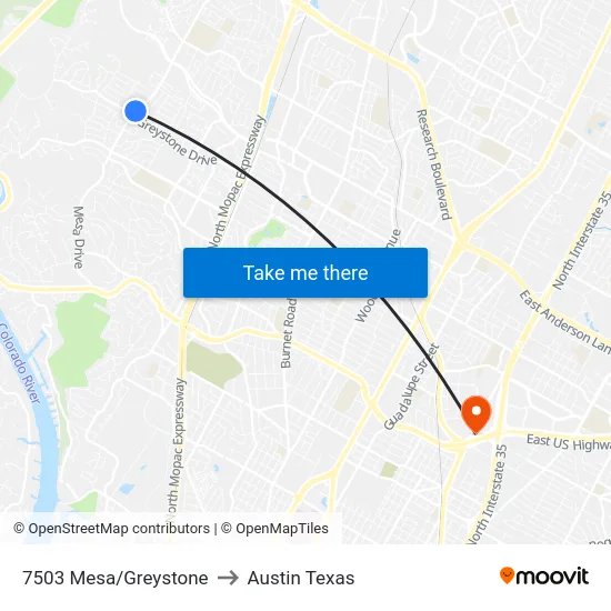 7503 Mesa/Greystone to Austin Texas map