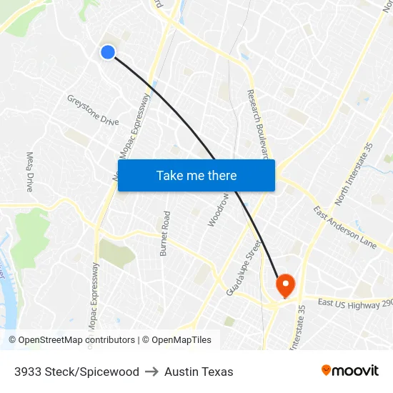 3933 Steck/Spicewood to Austin Texas map