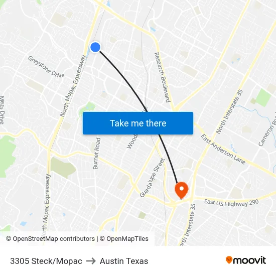 3305 Steck/Mopac to Austin Texas map