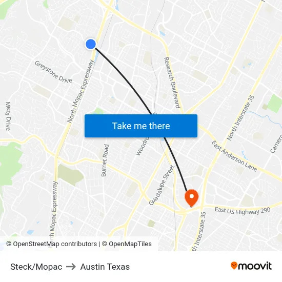 Steck/Mopac to Austin Texas map