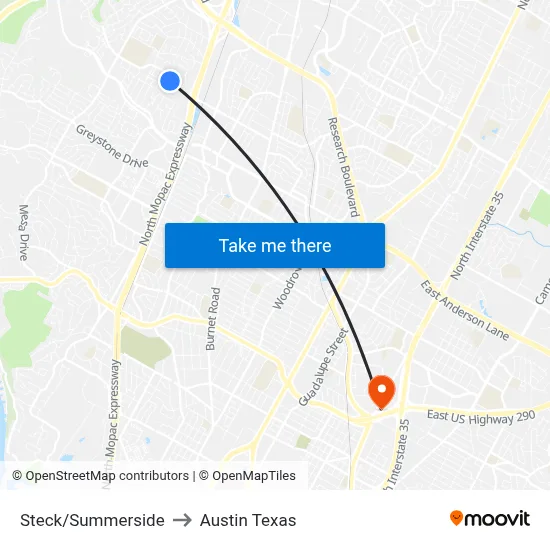 Steck/Summerside to Austin Texas map