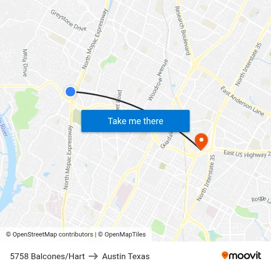 5758 Balcones/Hart to Austin Texas map