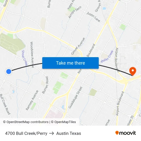 4700 Bull Creek/Perry to Austin Texas map