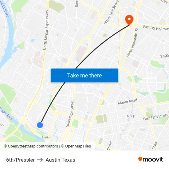 6th/Pressler to Austin Texas map