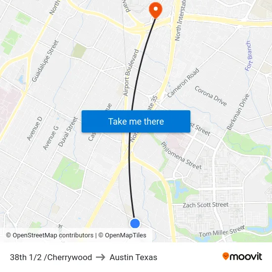 38th 1/2 /Cherrywood to Austin Texas map