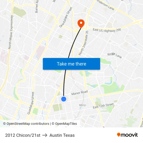 2012 Chicon/21st to Austin Texas map