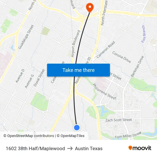 1602 38th Half/Maplewood to Austin Texas map
