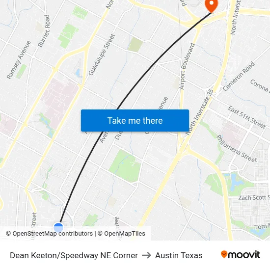 Dean Keeton/Speedway NE Corner to Austin Texas map