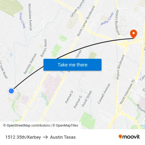 1512 35th/Kerbey to Austin Texas map