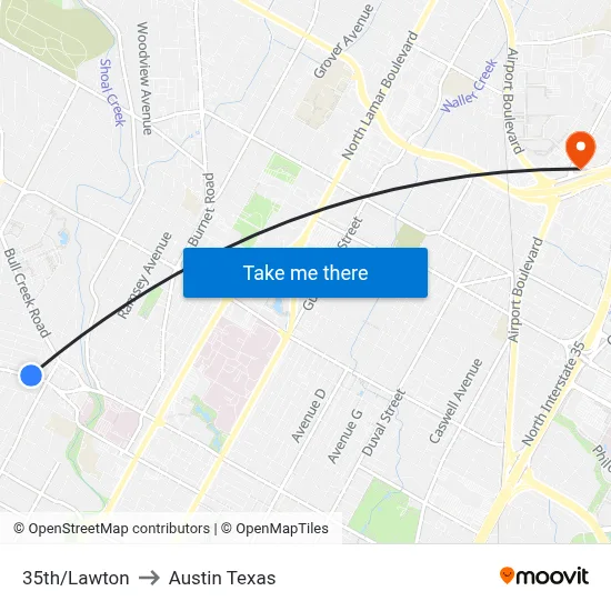 35th/Lawton to Austin Texas map