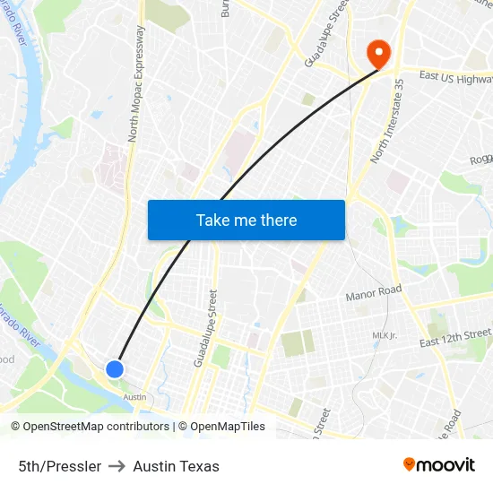 5th/Pressler to Austin Texas map